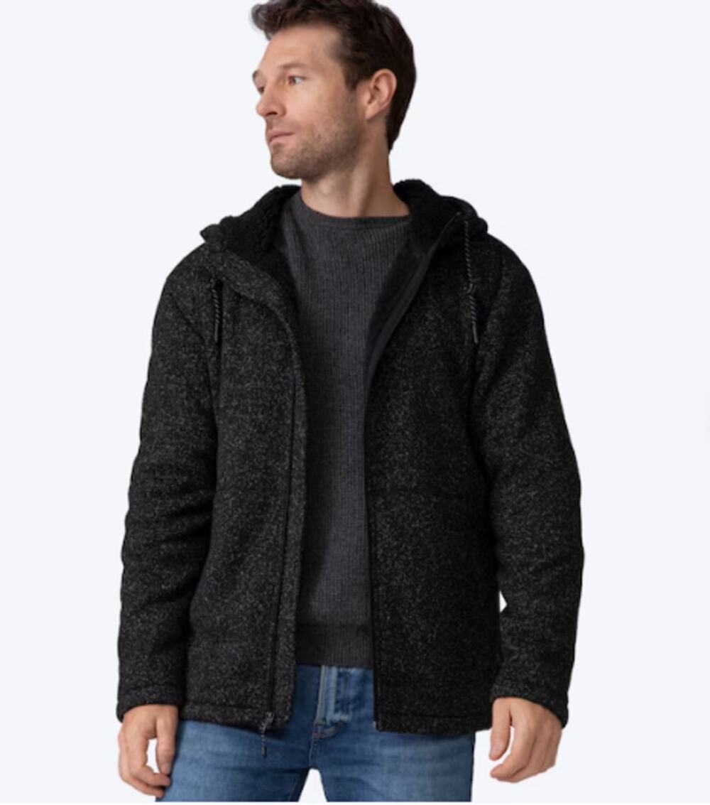 Free Country Mountain Fleece Black Heather Hooded Jacket, Sz S --NWT